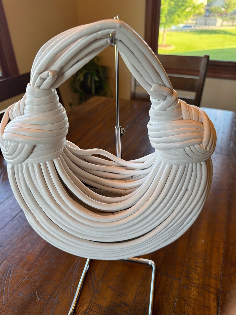 White Rope Knot Sculptural Handbag Decorative Accent